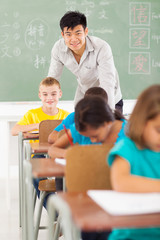 chinese teacher and multiracial students