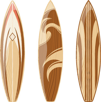 wooden surfboards vector
