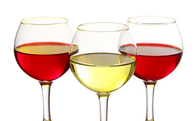 Glasses of wine isolated on white