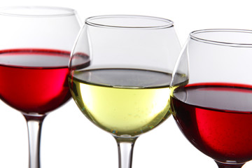 Glasses of wine isolated on white