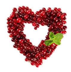 Ripe red cranberries, isolated on white.