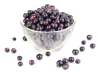 Fresh black currant isolated on white