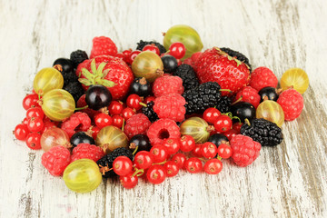 Ripe berries on table close-up