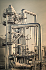 oil refinery shiny tubes