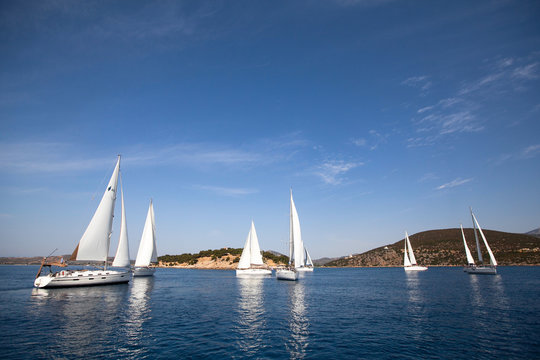 Sailing regatta in Greece - picture with space for text