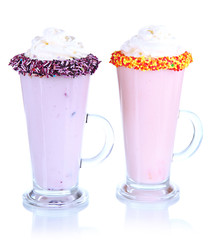 Delicious milk shakes isolated on white