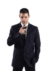 Man holding a red glass of fine wine