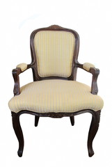 classic wood fabric chair isolated