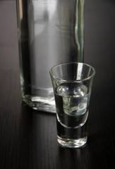Vodka on table close-up