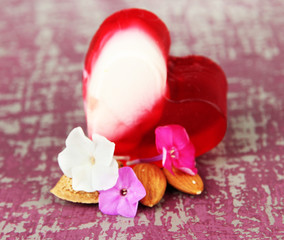 Piece of handmade soap  with almonds oil,