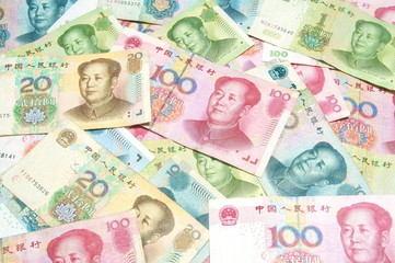 colorful China money bills - 54615401