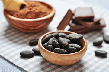 cocoa beans and cocoa powder