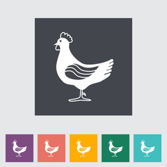 Chicken single flat icon.