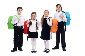 Children with backpacks - back to school theme