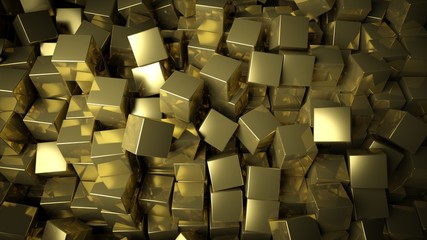 Abstract golden cubes background