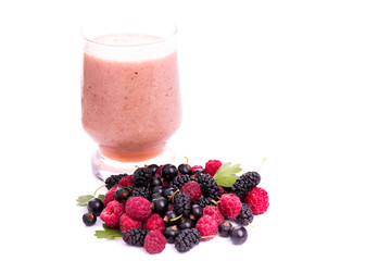Fresh berries smoothie isolated on white