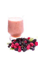 Fototapeta na wymiar Fresh berries smoothie isolated on white