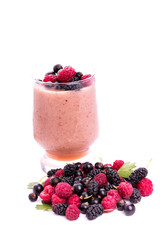 Fresh berries smoothie isolated on white