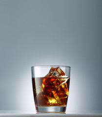whiskey with ice cubes