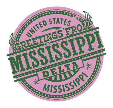 Grunge Color Stamp With Text Greetings From Mississippi Delta