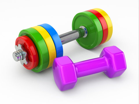 Fitness concept.Dumbbell weights