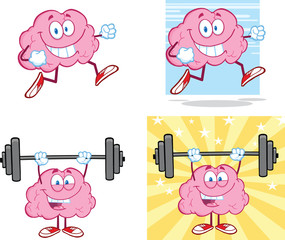Brain Cartoon Mascot Collection 14