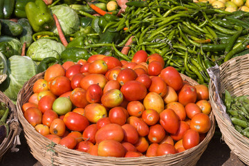 Many different ecological vegetables on market in India