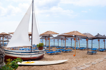 Traditional fishing boat at Halkidik peninsula  Greece