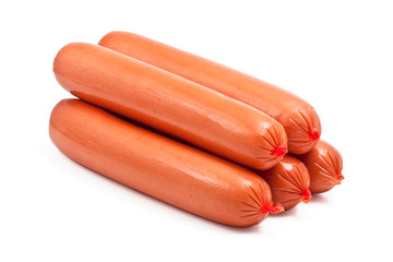 Sausages are isolated on a white background