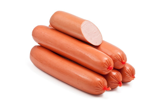 Sausages are isolated on a white background