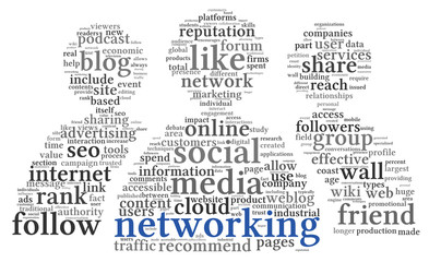 Social networking conept in word tag cloud