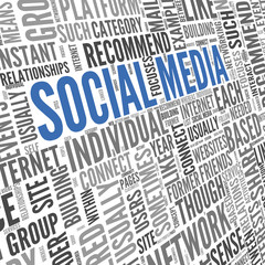 Obraz premium Social media conept in word tag cloud