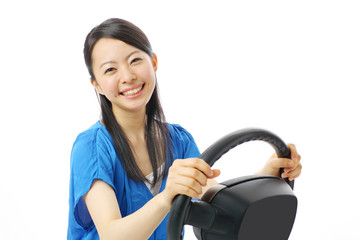 ハンドルを持つ女の子