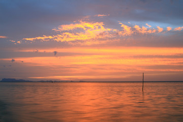 Golden light seascape at dusk