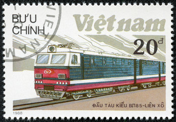 stamp printed in Vietnam shows locomotive VL-5