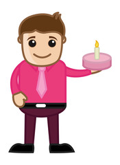 Man with Cake - Cartoon Business Character