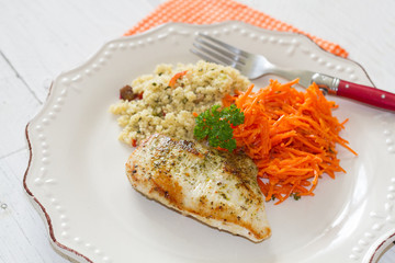 escalope de poulet et crudités