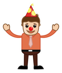 Funny Nose Man in Party - Cartoon Business Character
