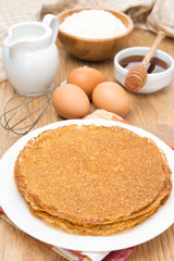 crepes and ingredients for baking