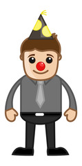 Man with Funny Joker Nose - Cartoon Business Character