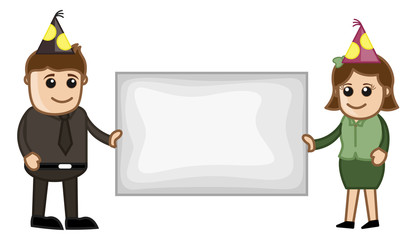 Celebration Blank Banner - Cartoon Business Characters