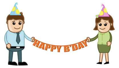 Happy Birthday - Cartoon Business Characters