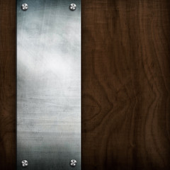 metal on wooden background