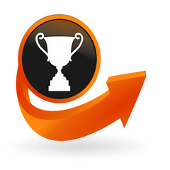 trophée vainqueur sur web bouton flèche orange