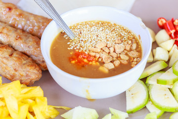 sauce of vietnamese cuisine , roasted pork served with spicy (Na