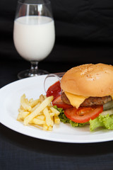hamburger and milk