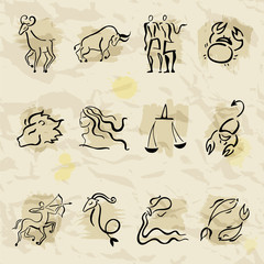 Horoscope Zodiac  Star signs, vector set.