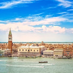 Fototapete Rund Venice aerial view, San Marco and Doge Palace. Italy © stevanzz