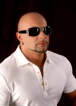 Bald Guy Wearing Fashion Sunglasses