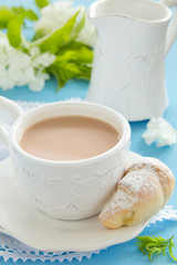 Homemade mini croissants with cream cheese.